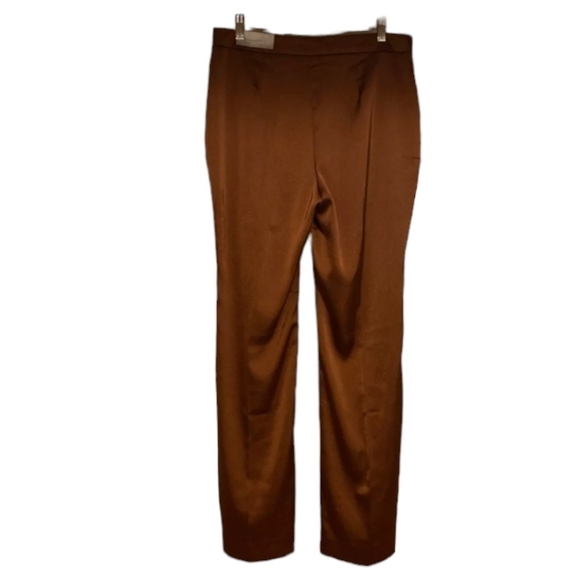 Chicos flex waist band satin classic modern Trousers bronze clay NWT sz 10 - Picture 3 of 9